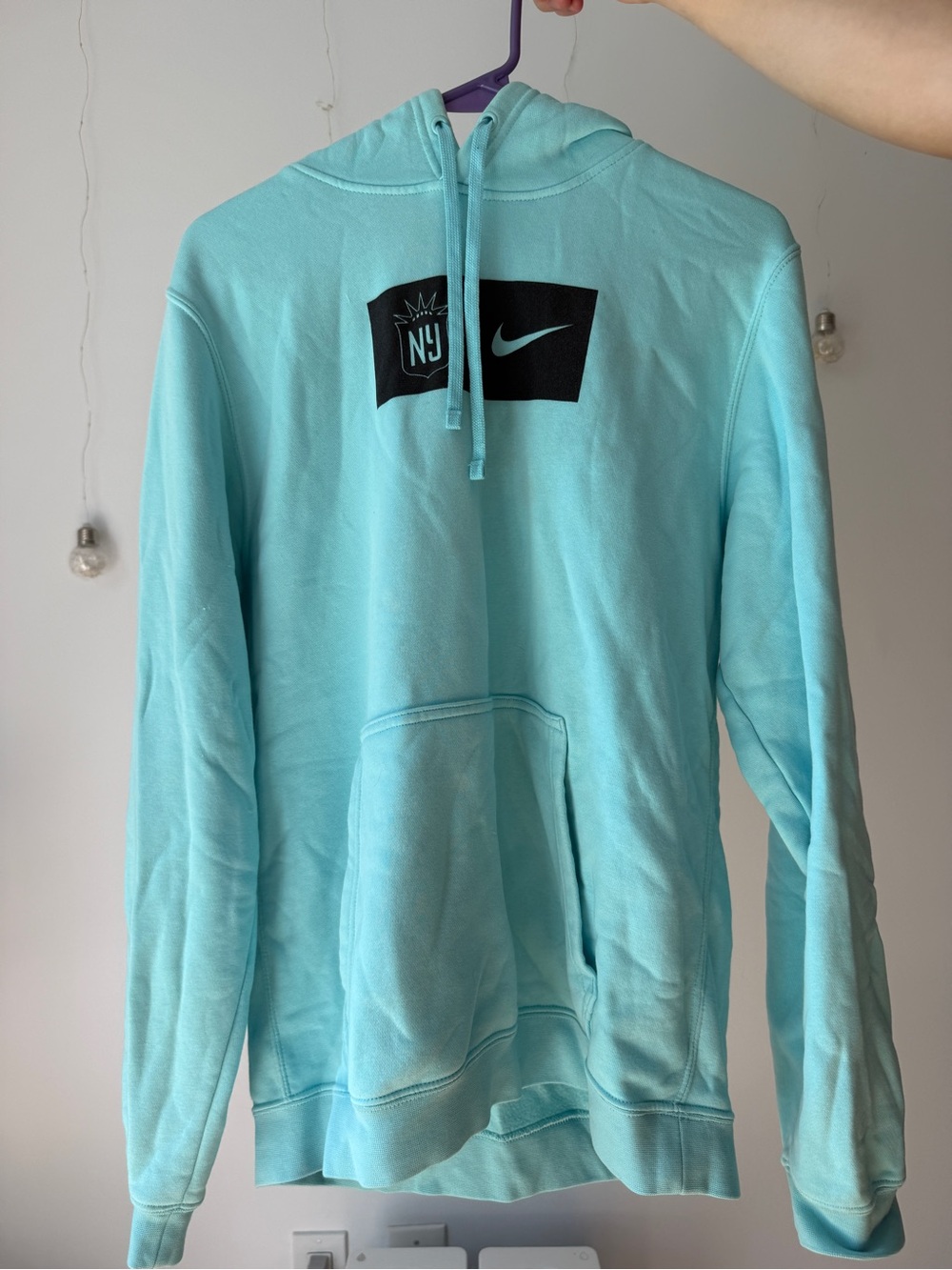 Nike Light Aqua Blue Hoodie with Black Gotham FC Logo